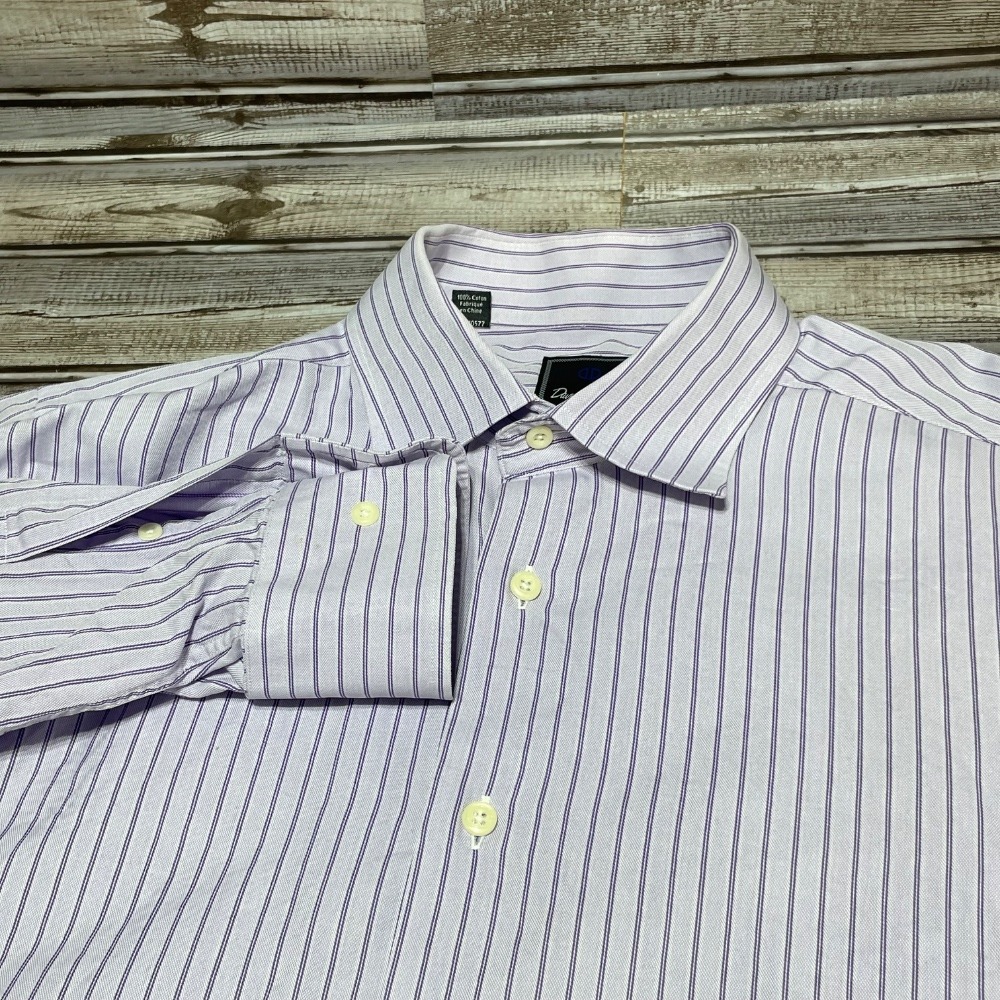David Donahue Dress Shirt Purple Mens Size 16.5-34/35